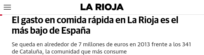 La Rioja: "El gasto en comida rápida en La Rioja es el más bajo de España"