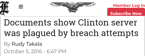 Washington Examiner: "Documents show Clinton server was plagued by breach attempts"